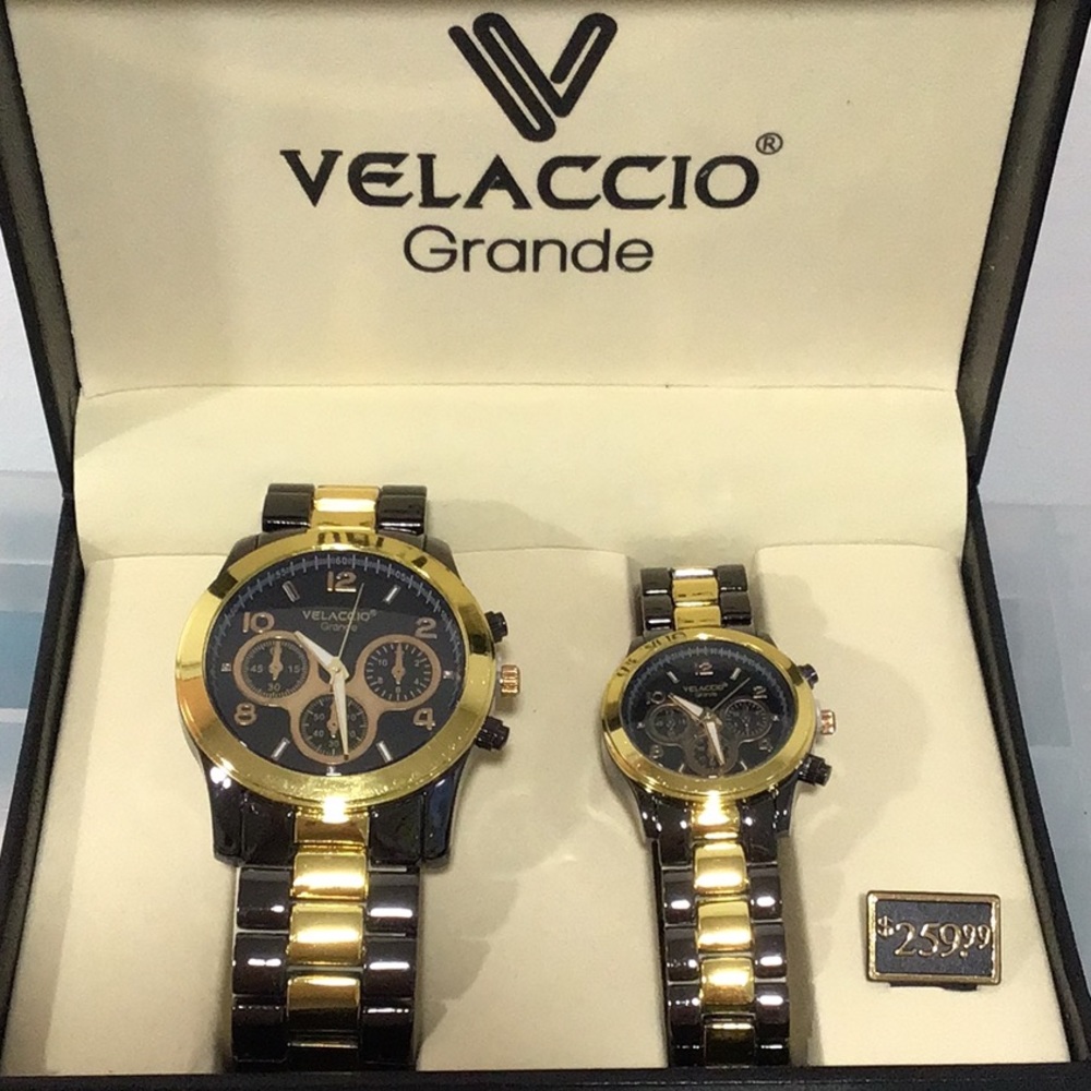 NIB Velaccio Grande His & Hers Set of‎ Chronograph Watches, Quartz Movement